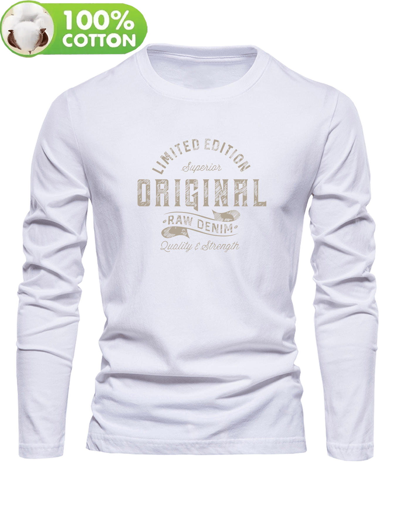 Men's 100% Cotton T-Shirt, Fashion Casual Crew Neck Top with Print Design, Spring/Autumn Style, Comfortable and Versatile Men's Top for Outdoor Leisure, Sports, and Commuting