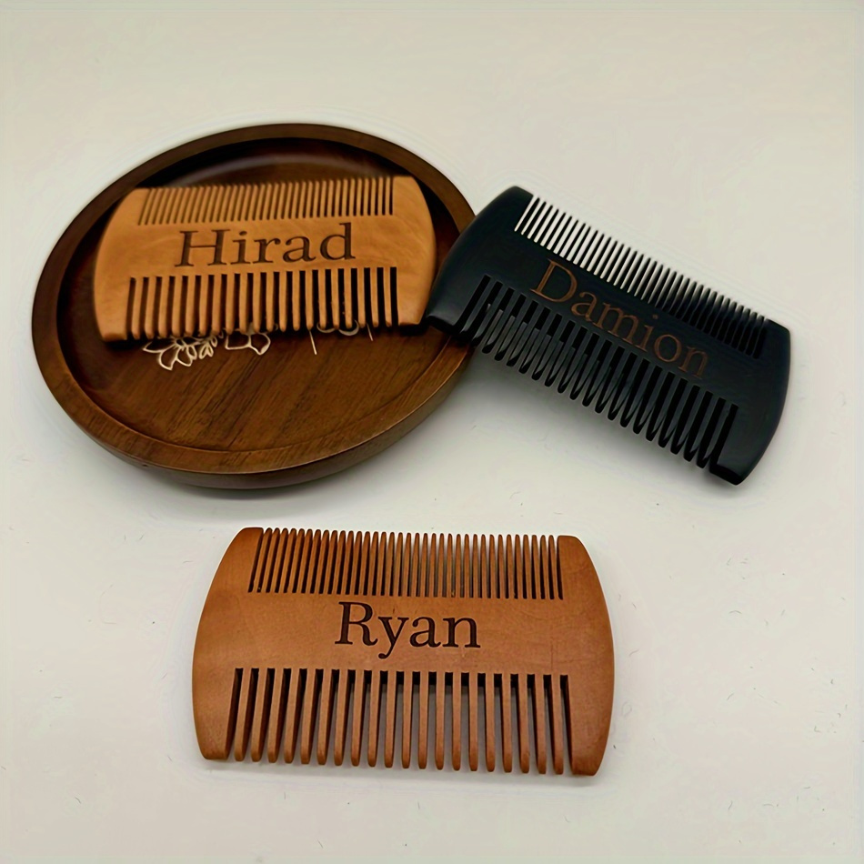 

Personalized Men's Beard Comb - Custom Engraved Wooden Mustache Grooming Tool, Ideal For Christmas & Father's Day, Lightweight With Laser-cut Design, Beard Grooming Kit