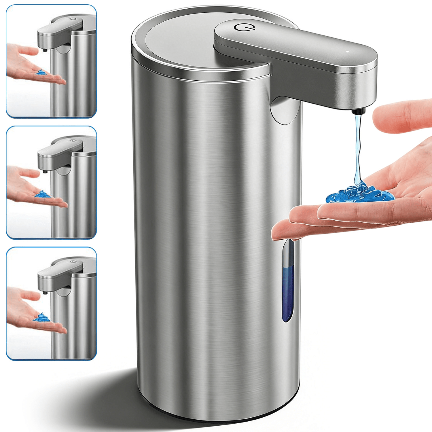 340ml Stainless Steel Soap Dispenser | 304 Material, 3 Setting Levels, Floor Mount, No Needed, For Kitchen & Bathroom Use By Anikers