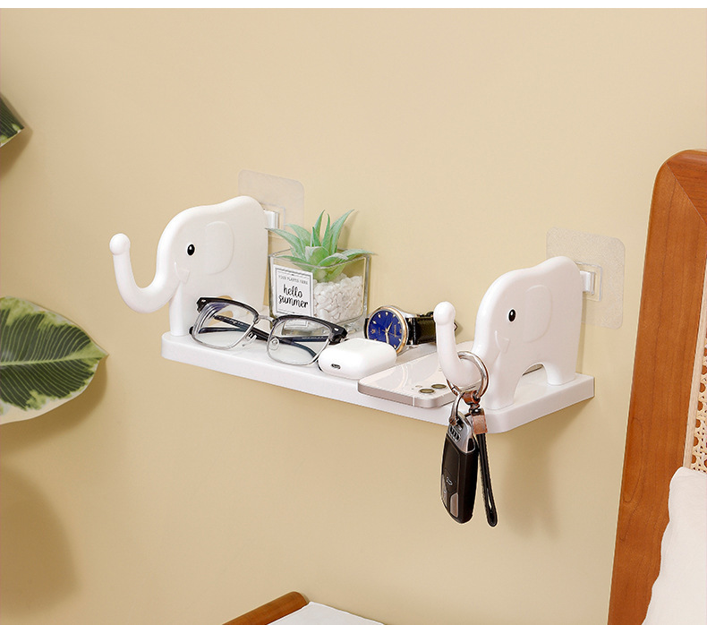 elephant shaped wall mounted storage rack no drilling required multi functional organizer for kitchen bathroom study details 2