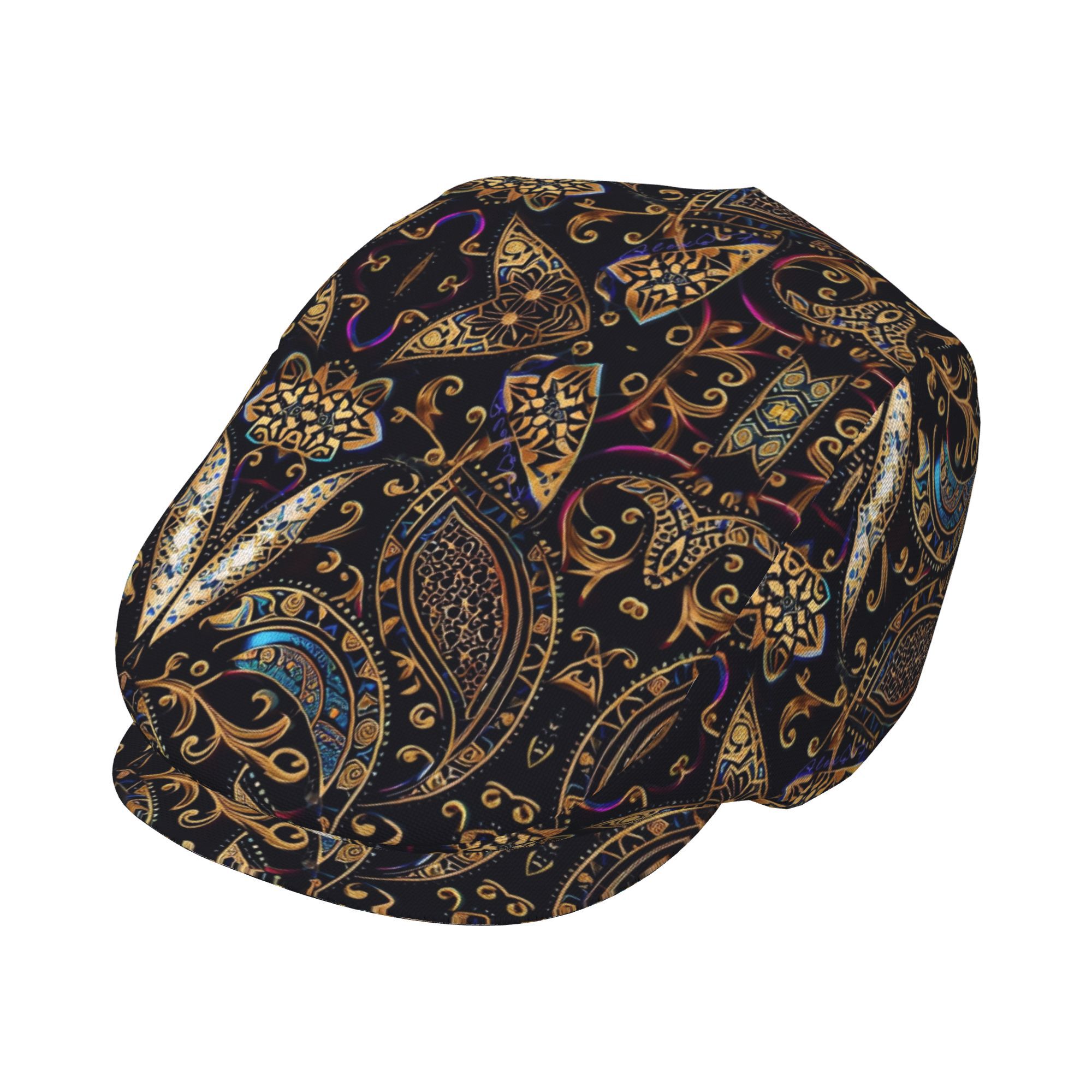 TEMU 1pc Golden Paisley Luxury Textile Print Hats For Men And Women, Newsboy Caps, Berets, Irish Hats, Driver Caps, Hats, Painter Hats