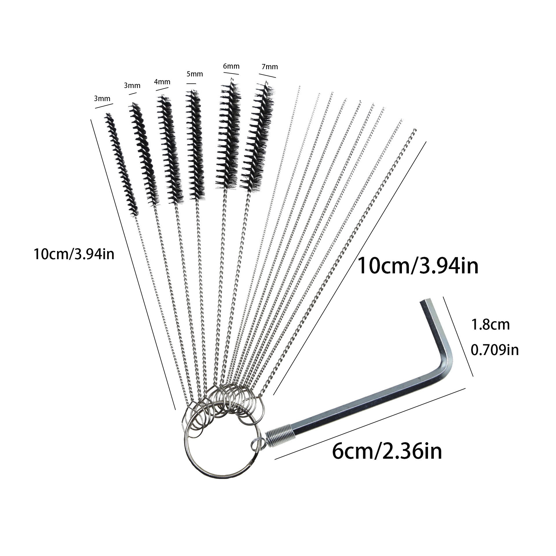 TEMU Carburetor Cleaning Tool Kit, Including 10pcs Cleaning Needles And 5pcs Brushes, L-size Wrench, For Vehicle Cleaning And Maintenance