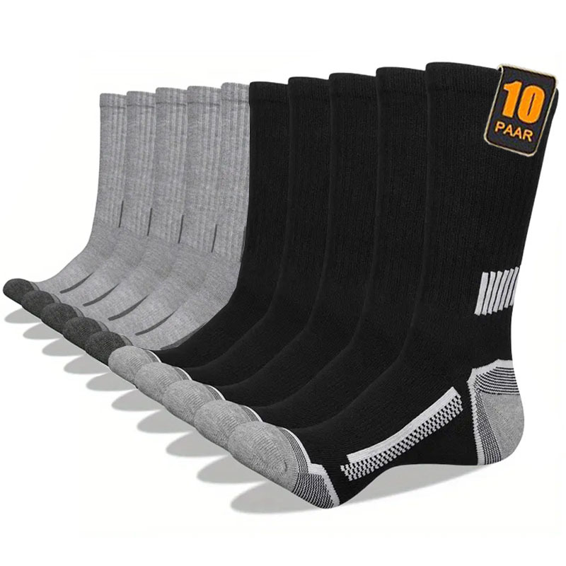 10 Paar Thermische Sportsocken voor Heren - Heavy-Duty Winter- & Gym Sokken met Ondersteuning van de Voetboog