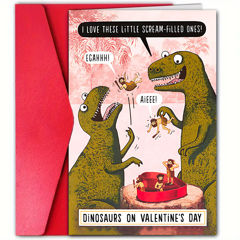 

1pc Dinosaur Valentine's Day Greeting Card With Envelope, 12cm*18cm - "i Like Little " Message - Ideal For Boyfriend, Girlfriend, Wife, Husband - Anniversaries, Birthdays & Romantic Celebrations