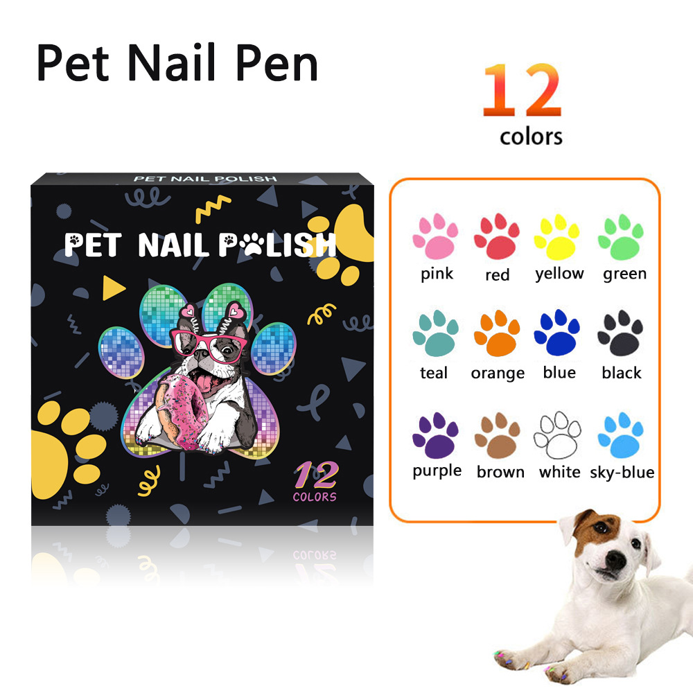TEMU 12 Colors Quick- Nail Polish Pens Suitable For , Battery- Markers -drying Formula, Easy-to-apply Nail Polish For Puppies, Temporary Marking For