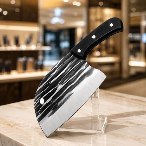single kitchen knife with protective sheath patterned blade and decorative handle multiple styles for kitchen food preparation and bbq