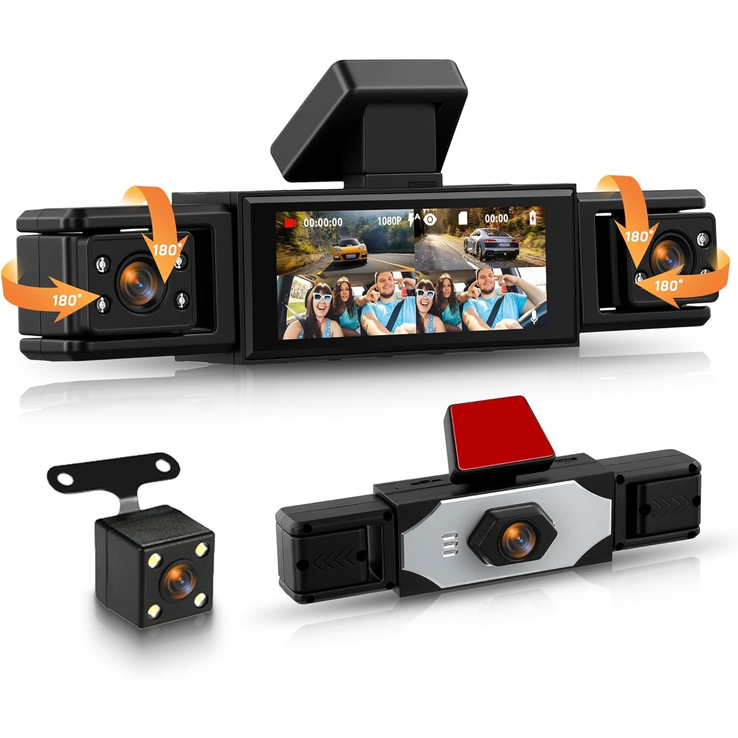 Image of Car Dash Cam With 3/4 Lenses, 360° With 3.16-inch Ips Display, Night Vision, 24/7 Parking Monitor, Button Control, Car Additions/vehicle Camera/christmas Gift/12-24v Car Plug