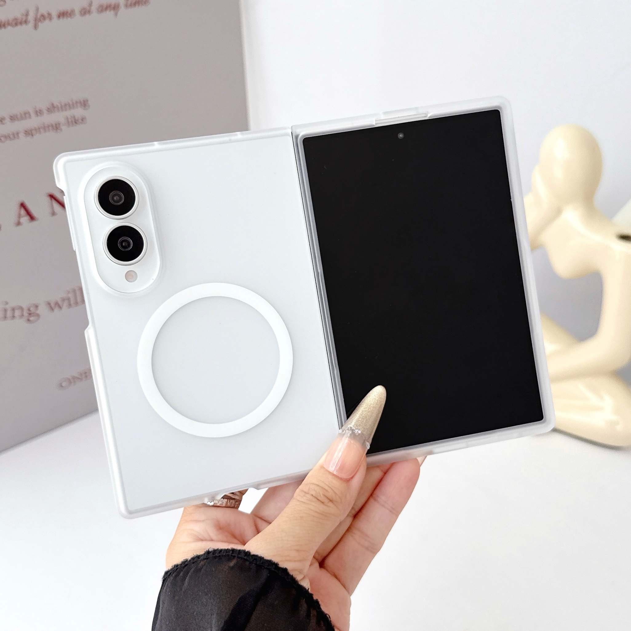 TEMU Phone Case - 2026 New Arrival, Suitable For Ultra-thin Frosted Magnetic Adsorption Z Fold 8 Wide Phone Case Men's Z Fold 8 Protective Cover Z