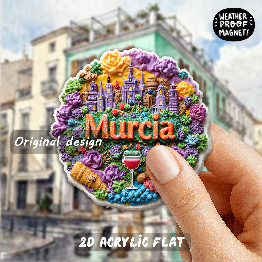 TEMU 1 Imán de Nevera con Tema de Murcia, España, Adecuado para Halloween, Navidad y Pascua - Decoración Acrílica para Lavavajillas con Diseño de