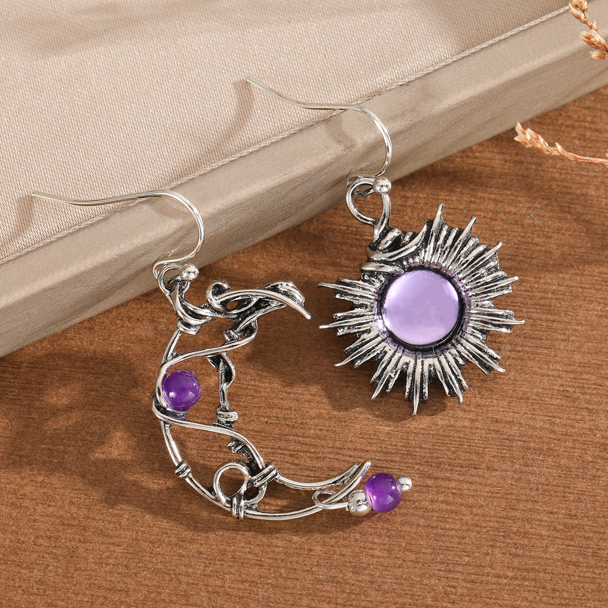 TEMU Pendientes asimétricos de estilo colgante de sol y luna de circonita sintética para mujer, adecuados para citas, fiestas y festivales de