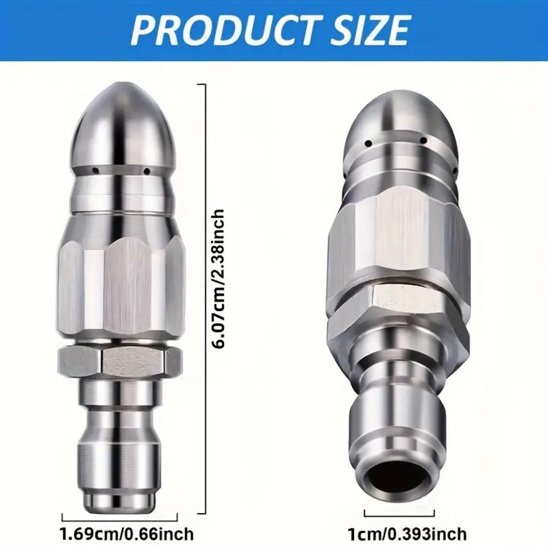 high pressure   nozzle with 6 rear   5000psi stainless steel drain cleaner for clogged pipes quick connect high pressure sprayer nozzle for home commercial use   cleaner   design durable construction Product details 2