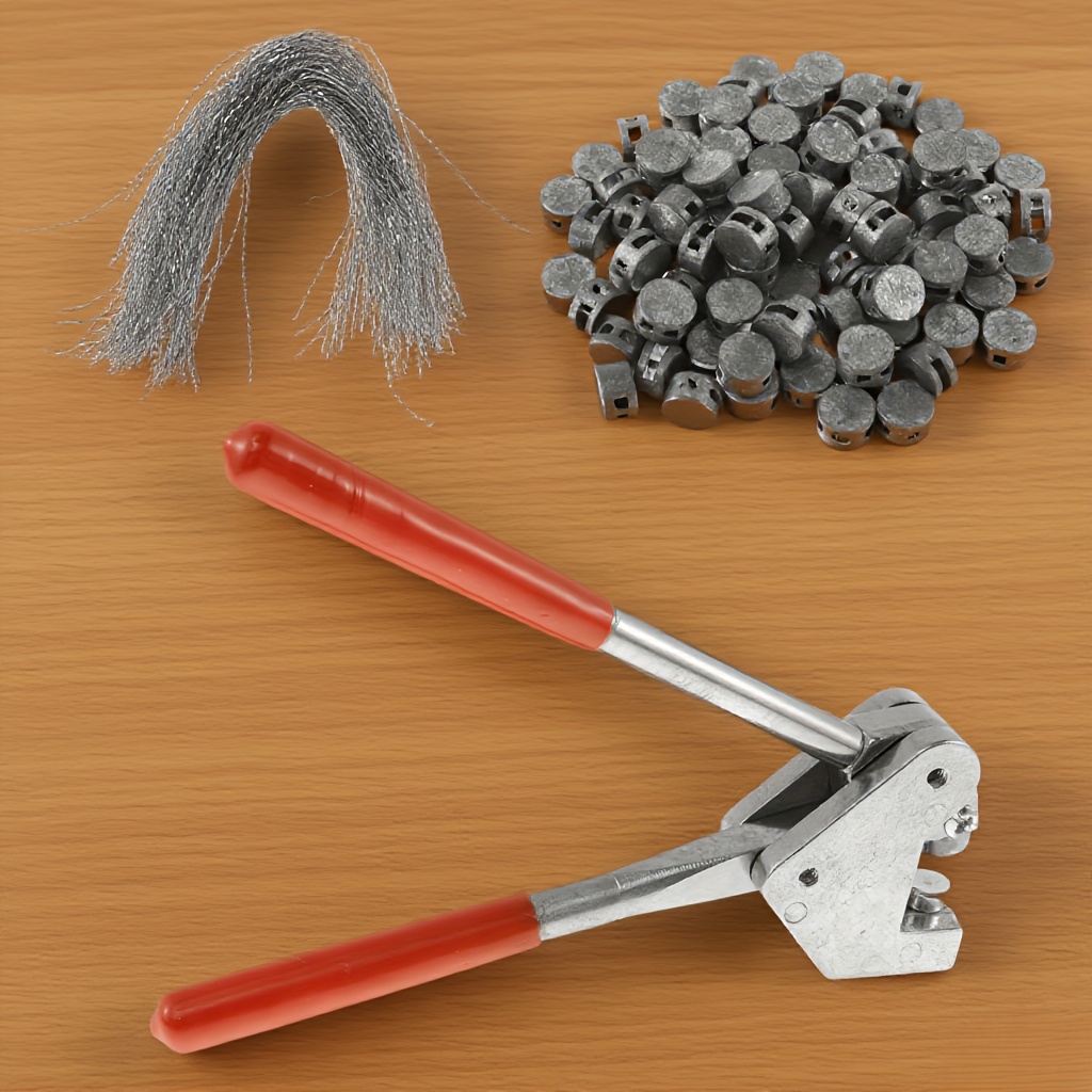 E-shop Professionelles Edelstahl-Siegelzangen-Set, Bleisiegelzange + Manometer + Spule, rutschfester roter Griff, manuelles Zangen-Werkzeugset (1