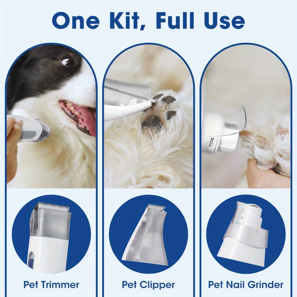 Pet Grooming Kit 7in 1 Kit Cat Dog Pet Hair Vacuum Blue - Image 6