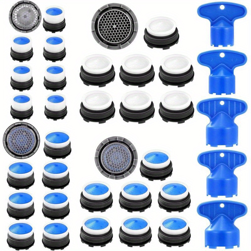 28pcs Faucet Cache Aerators With 5pcs Faucet Aerator Key Cache Aerators Replacement Inserts For Sink M16.5 21.5 24mm For Bathroom Or Kitchen