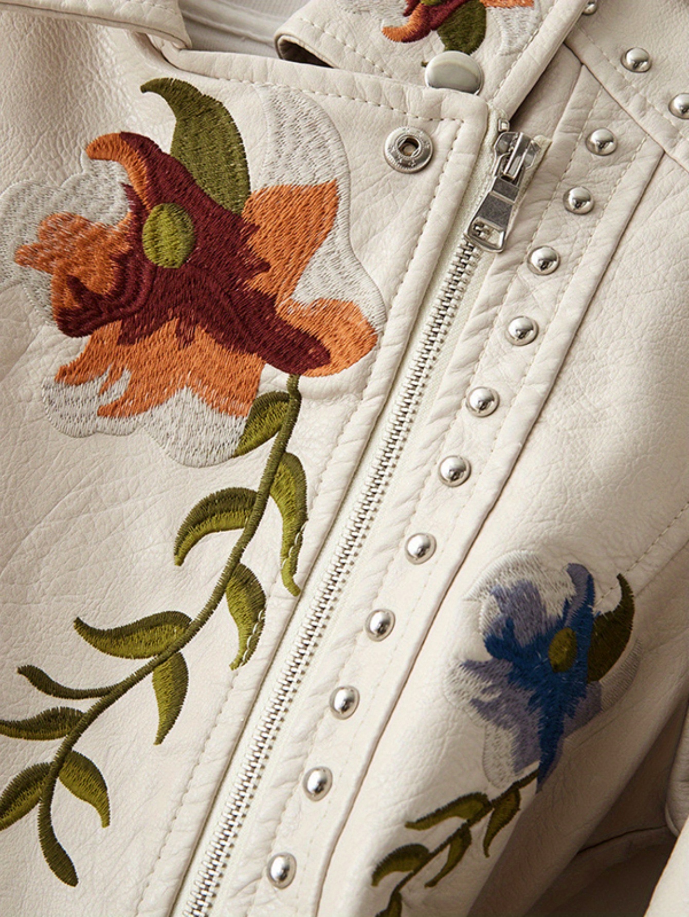 Ladies' Motorcycle Jacket with Floral - Image 5
