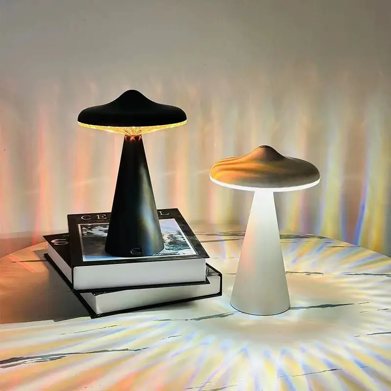 ufo mushroom table lamp modern dimmable desk light with rechargeable battery cute camping atmosphere for bedroom night light for bedside or restaurant decor camping decor modern desk lamp plastic construction desk lamps for bedroo Product details 0