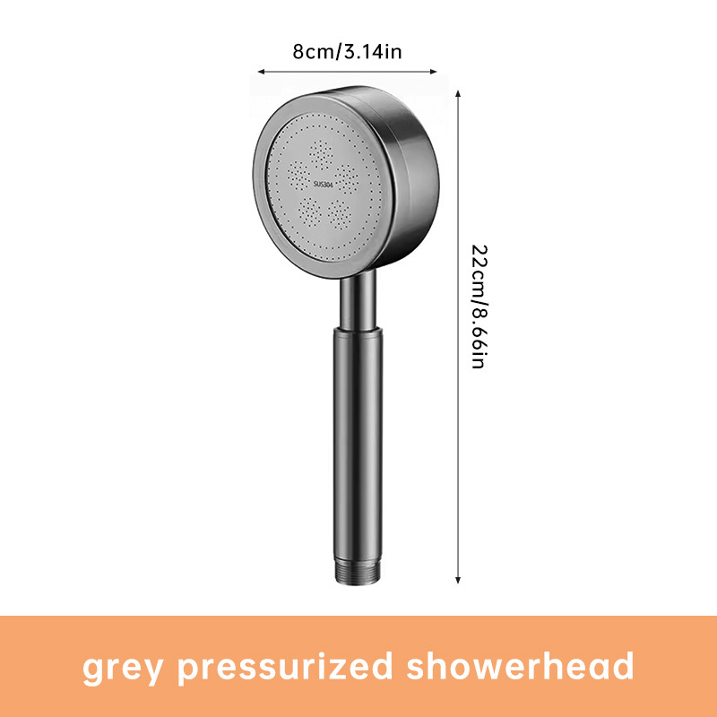 JIAYUN High-Pressure Black Stainless Steel Shower Head, Handheld