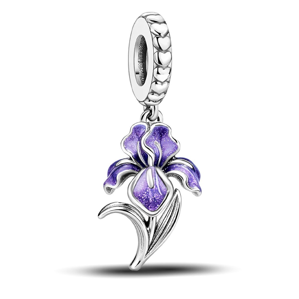 E-shop Ein Anhänger mit blühenden Irisblumen, hergestellt aus 925er-vergoldenetem Material, geeignet für Armbänder und Halsketten. für die Herstellung