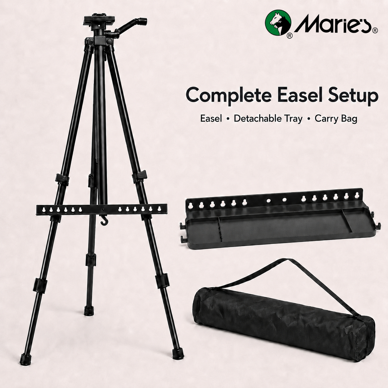 TEMU Marie's Adjustable Aluminum Alloy Easel With Hand-crank Height Adjustment, Foldable Tripod Art Easel For Painting , Portable Artist Easel With