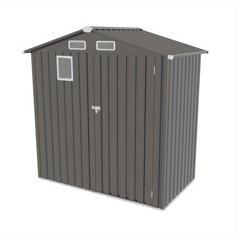 6x3.5ft Heavy-Duty Outdoor metal storage shed with Lockable Door & Window, High Quality Peaked Roof - Compact Tool Shed for Garden, Backyard, Patio, Bike, Lawn Equipment - Durable Metal Construction in Gray/ (Lock Not Included), Backyard Organization, Functional Design, Weatherresistant Build, DIY Enthusiasts
