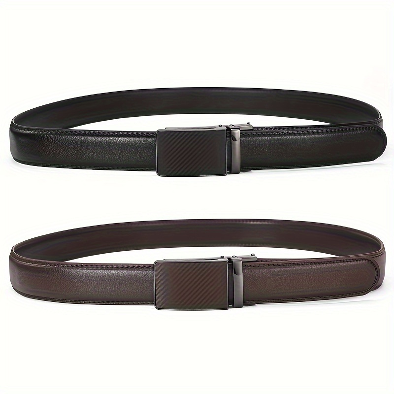 2pcs Stylish Cowhide Belts with Automatic Buckles for Everyday Use