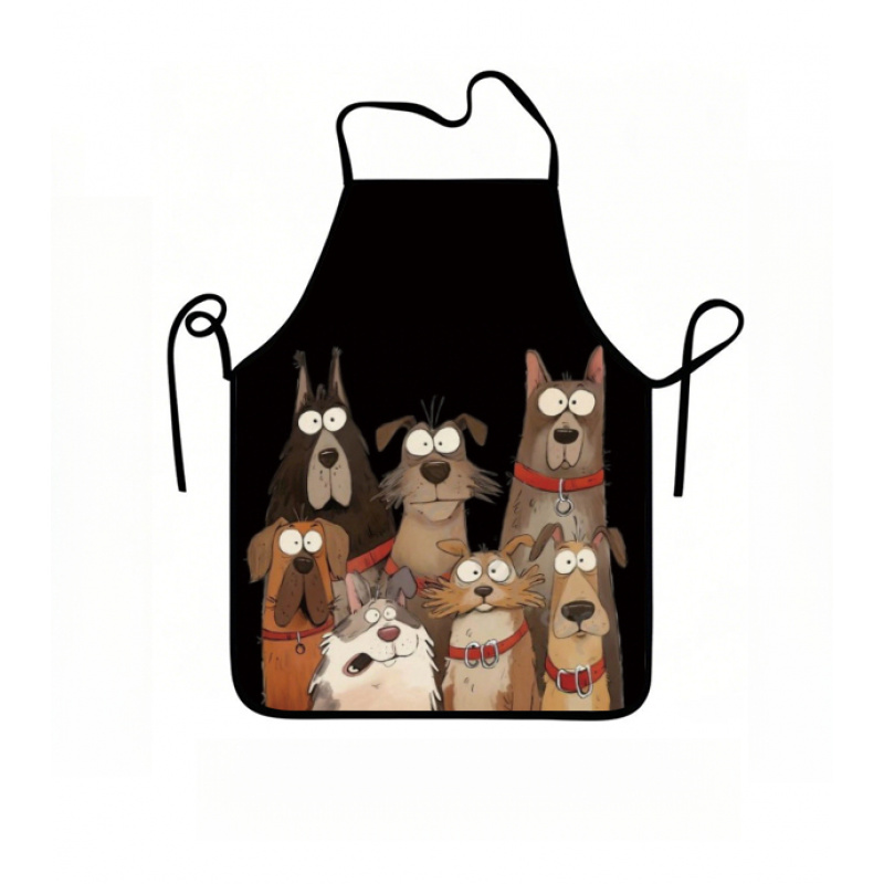 TEMU Tablier 1 pièce avec un motif de chien amusant, convient aux hommes et aux femmes pour une utilisation à