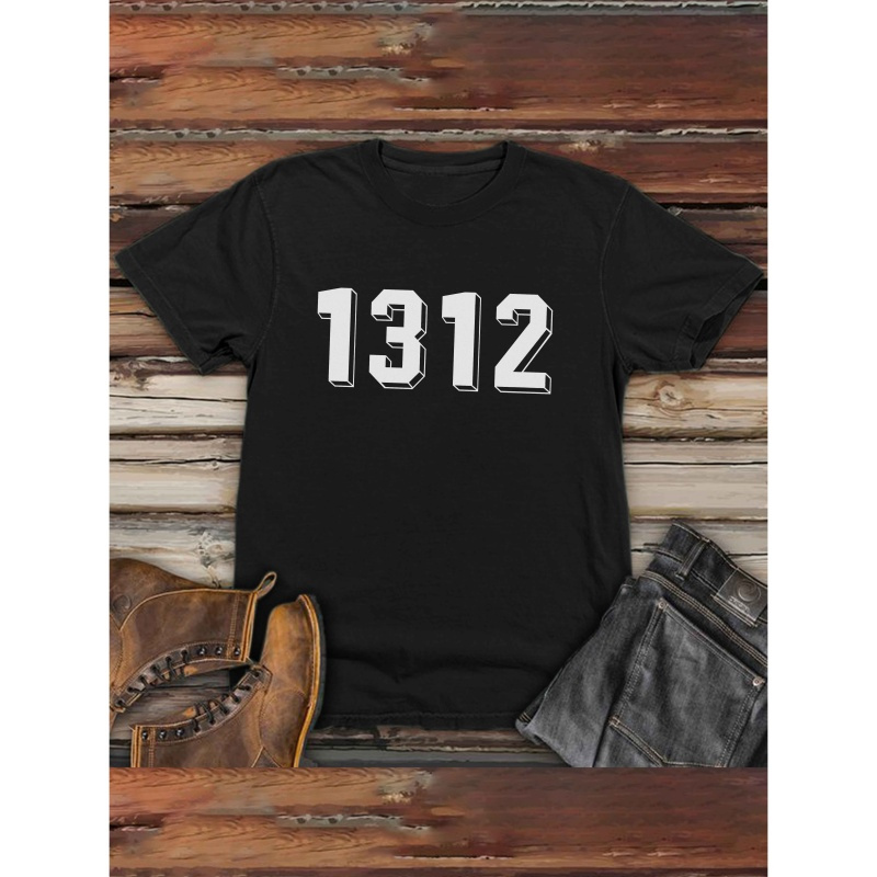 

Men's Short-sleeved T-shirts With Printed Designs For Spring And Summer, Featuring The Slogan 1312.