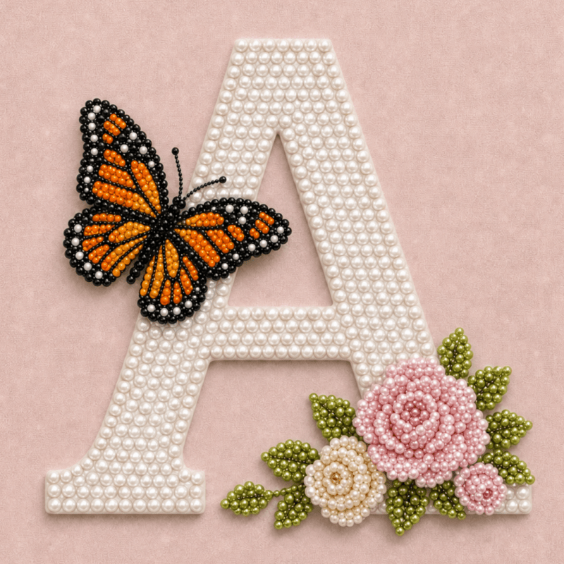 TEMU Nouveau kit d'art de perles de - Décorations de fleurs/feuilles/papillons avec des perles rondes, clairs, kit d'outils complet et perles de