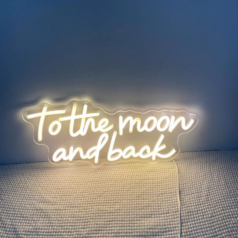 TEMU Insegna al Neon "Fino alla Luna e ", Murale al Neon, Insegna al Neon per Matrimoni, Regalo d'Amore , Decorazione per Camera da Letto, Regali di