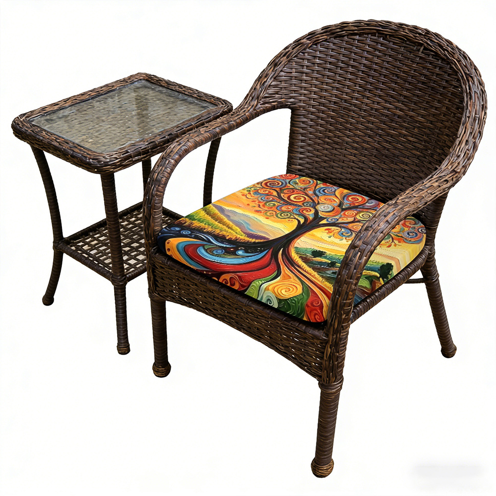 1pc Spiral Flower Tree Pattern Courtyard Chair Seat Cushion, Indoor And Outdoor Seat Cushions, Back Cushions, Size 19.7*17.7*1.57inch, Suitable for Garden Chairs, Office Chairs And Floor Seats. Soft And Comfortable