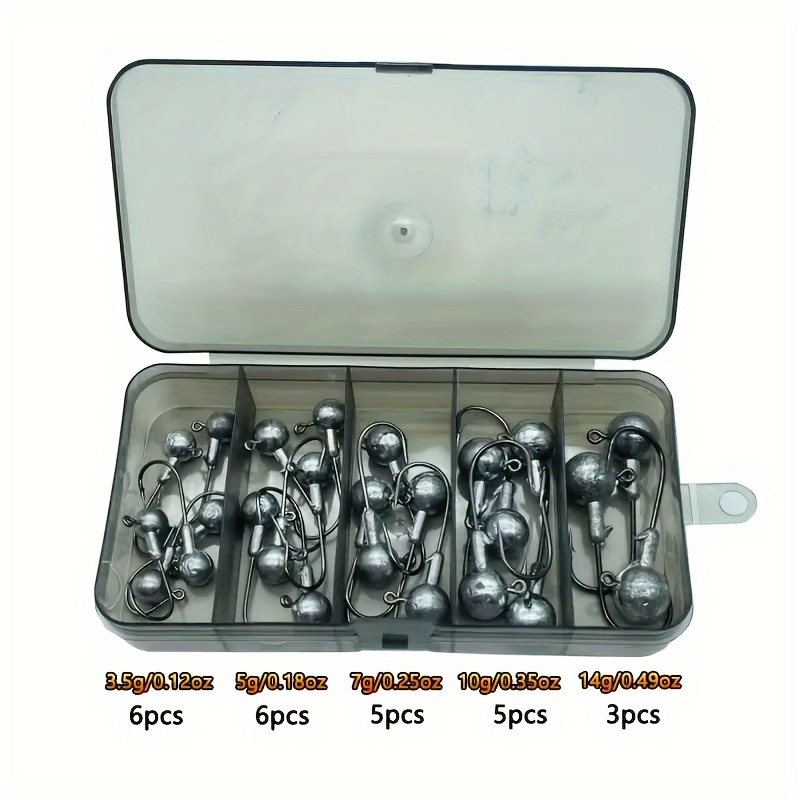 [barbed Jig Hooks Fishing Accessories] 25pcs/box Barbed Jig Hooks, Soft Worm Hook, Lead Head Hook, Fishing Accessories