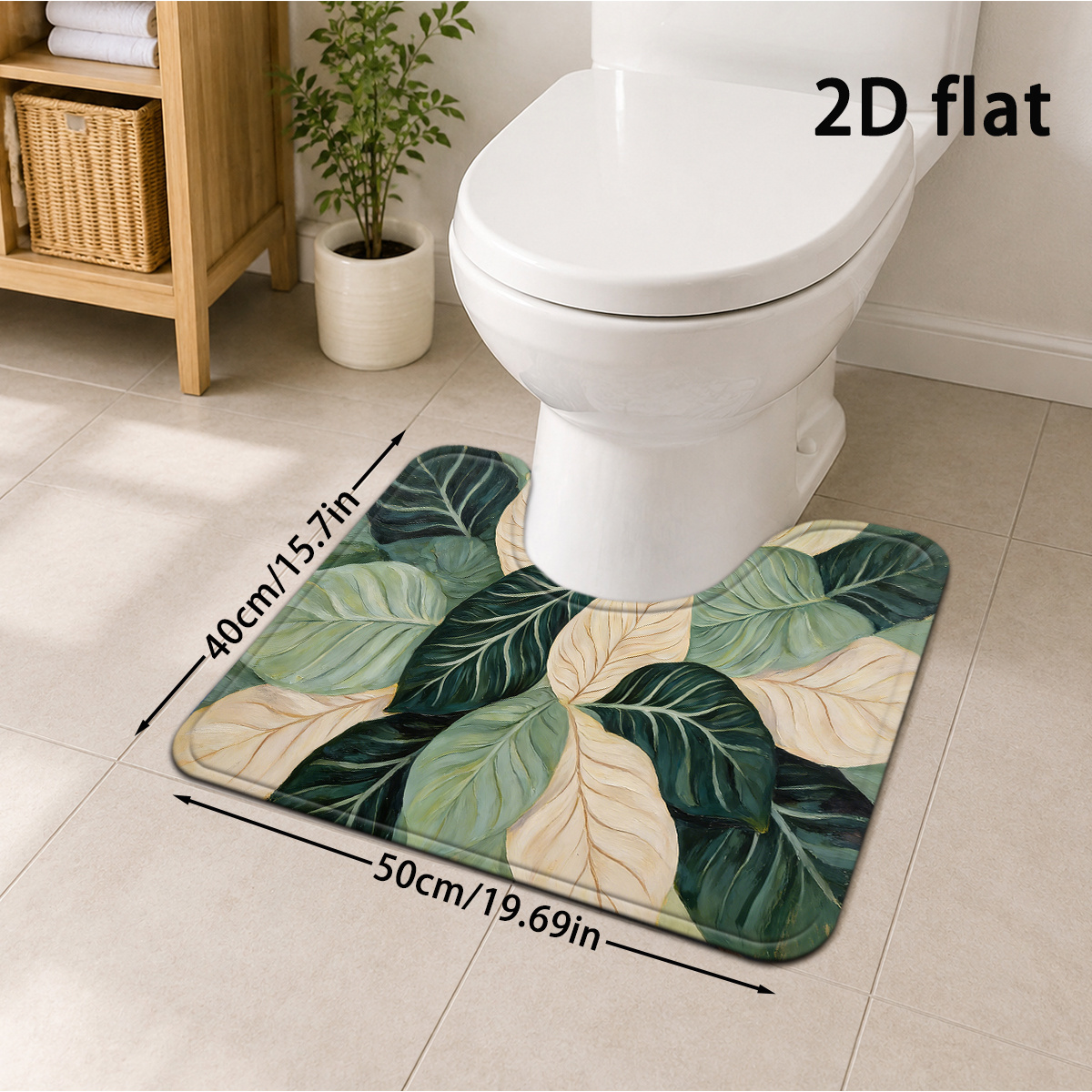 TEMU 2d Flat, 2d Flat, [2d Flat] 1pc Style Plant Leaf Monstera Banana Leaf Plant Artistic Texture Bathroom Mat Bohemian Modern Easy Nordic Style