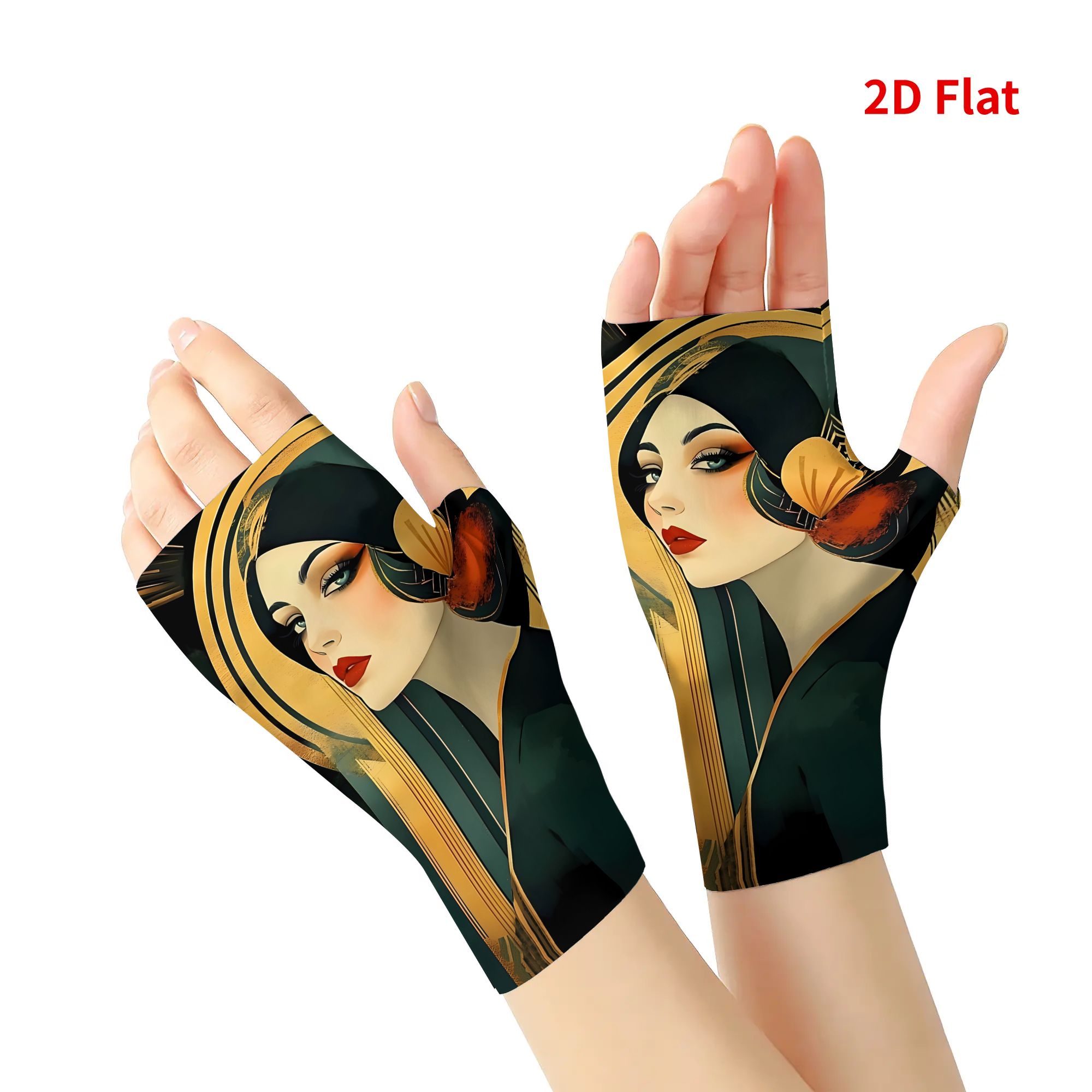 TEMU Gants demi-doigts fins à imprimé 2D, décoration imprimée, utilisation printemps et automne, adaptés à un pour hommes et femmes
