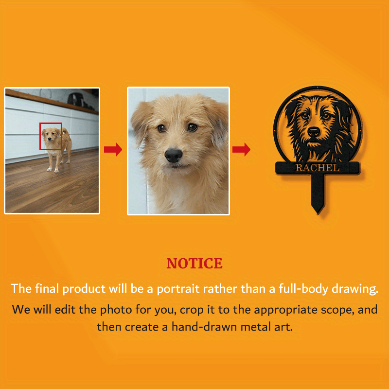 Custom Dog Portrait Metal Art Memorial Stake