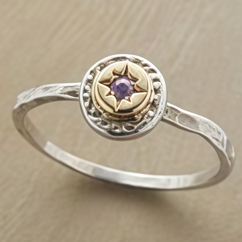 Retro Minimalist Sun-Patterned Round Ring