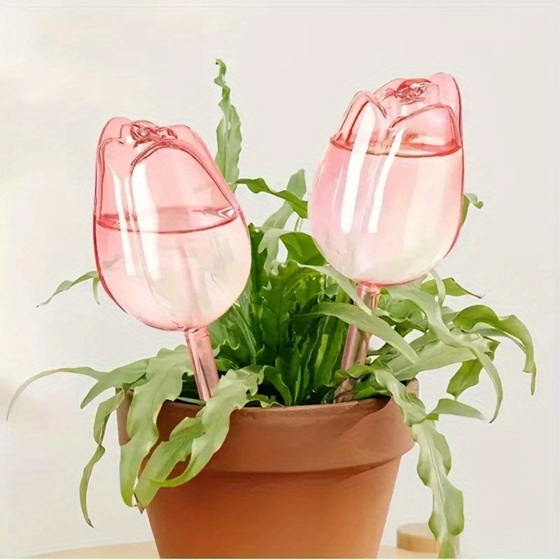 

2pcs/4pcs Pink Tulip Plant Watering Balls, Narrow Outlet Design For Drip, Suitable For Indoor And Outdoor Plants