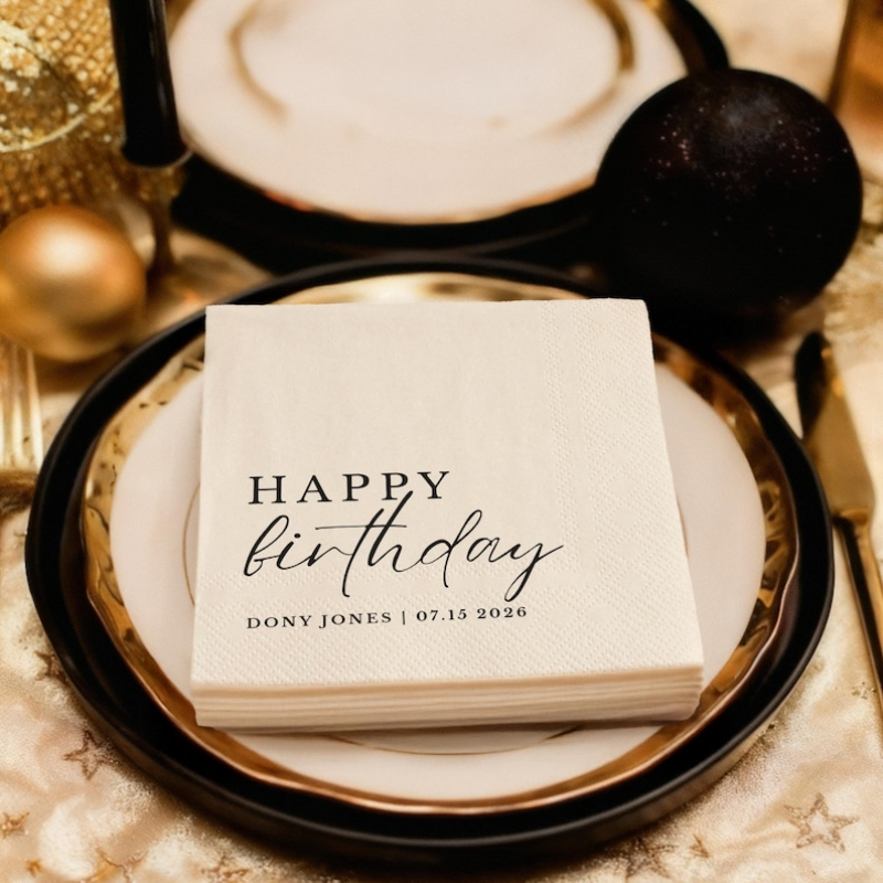 TEMU Personalisierte Geburtstags Servietten mit Text - Individuelle Cocktail Servietten für Party Dekoration - Geburtstags Servietten Geeignet für