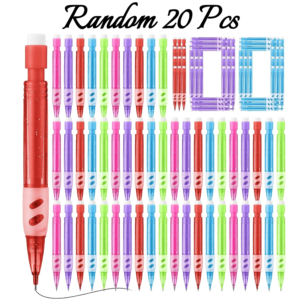 Image of 5pcs/ 10pcs/ 15pcs/ 20pcs Assorted Mini Mechanical Pencils 0.7mm Automatic Pencil With Mini Eraser Pen Home Office Stationery Supplies School Writing Drawing Drawing (random Style)