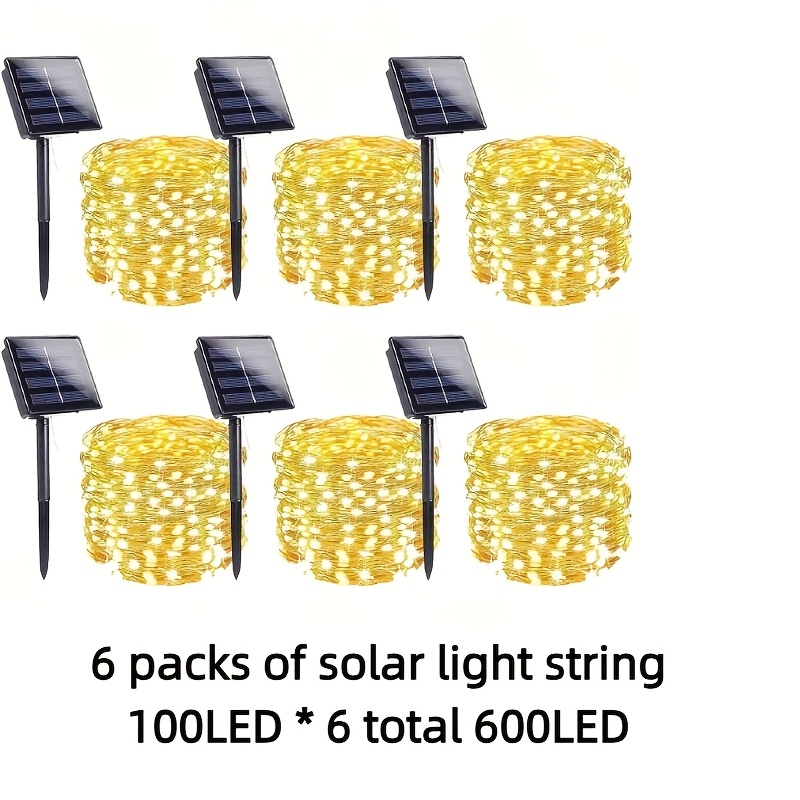 E-shop 6er-Pack Solarbetriebene Warmton-Kupferdraht-Lichterketten, Berührungssicher Nicht-Elektrisch, für Weihnachten, Halloween, Ostern Andere
