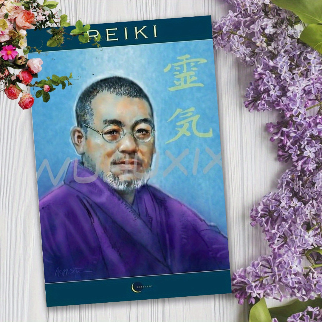 

1pc du Fondateur du Reiki Mikao Style Vintage - Affiche sur Toile Non Encadrée 12x18", Art avec Accents de pour Décoration de Chambre & Salon, Décoration Zen pour