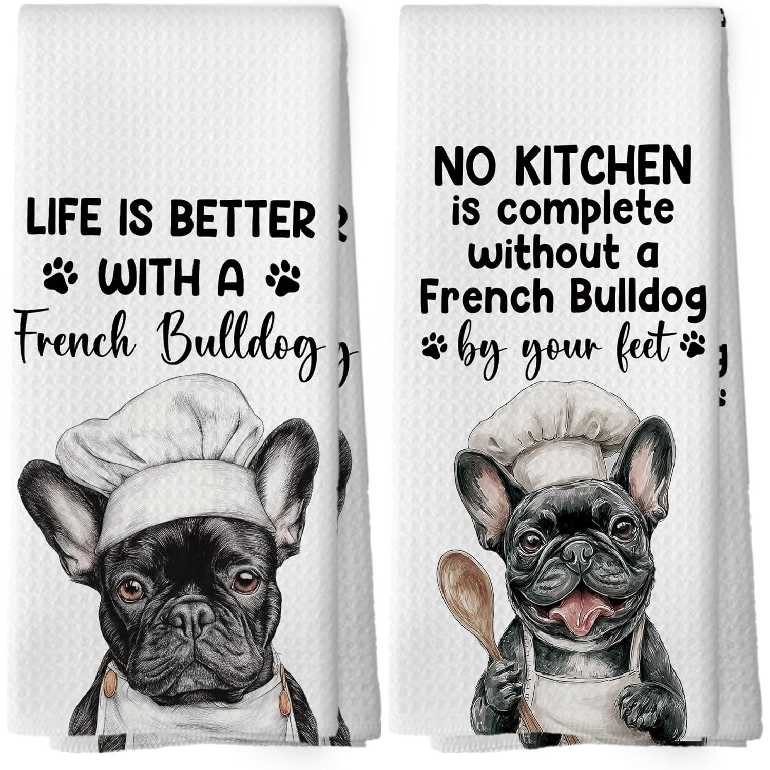 TEMU French Bulldog Kitchen Towel, For Men And Women, Frenchie Mom Gift Dish Towels Tea Towel Decoration, Funny Dog Kitchen Decor, 18 X 26inch 2pcs