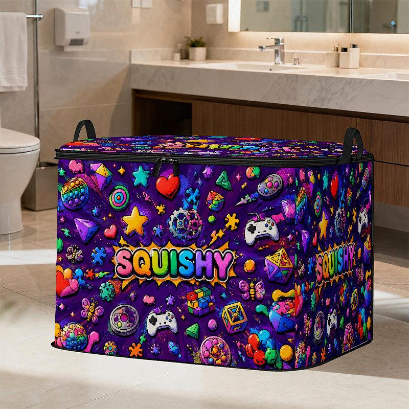 TEMU Household Storage Box, Instagram Style, With A Pattern. This Stylish Storage Box Is Large-capacity And Foldable, Home Use, Dorm Life, Organizing