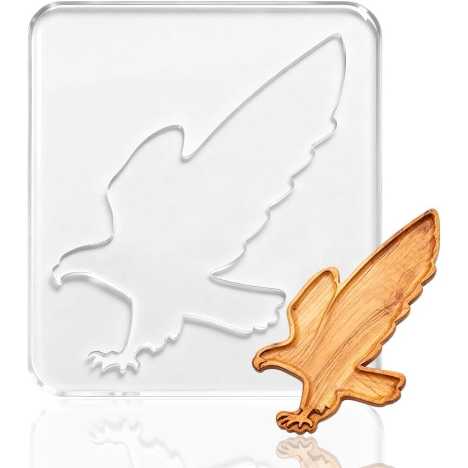 Eagle Router Inlay Template - 7x5 Inch Clear Acrylic 1/4 Inch Thick For Charcuterie Boards & Woodworking Inlays Eagle Router Inlay Template - 7x5 Inch Clear Acrylic 1/4 Inch Thick For Charcuterie Boards & Woodworking Inlays