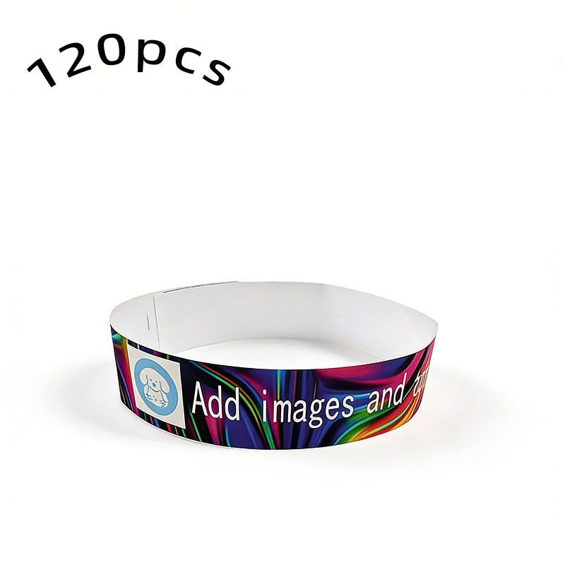 TEMU 120pcs Custom Wristbands For Events – Tear Resistant & Adjustable, Personalized With Logo & Text, Disposable For Concerts, Festivals, Parties, &