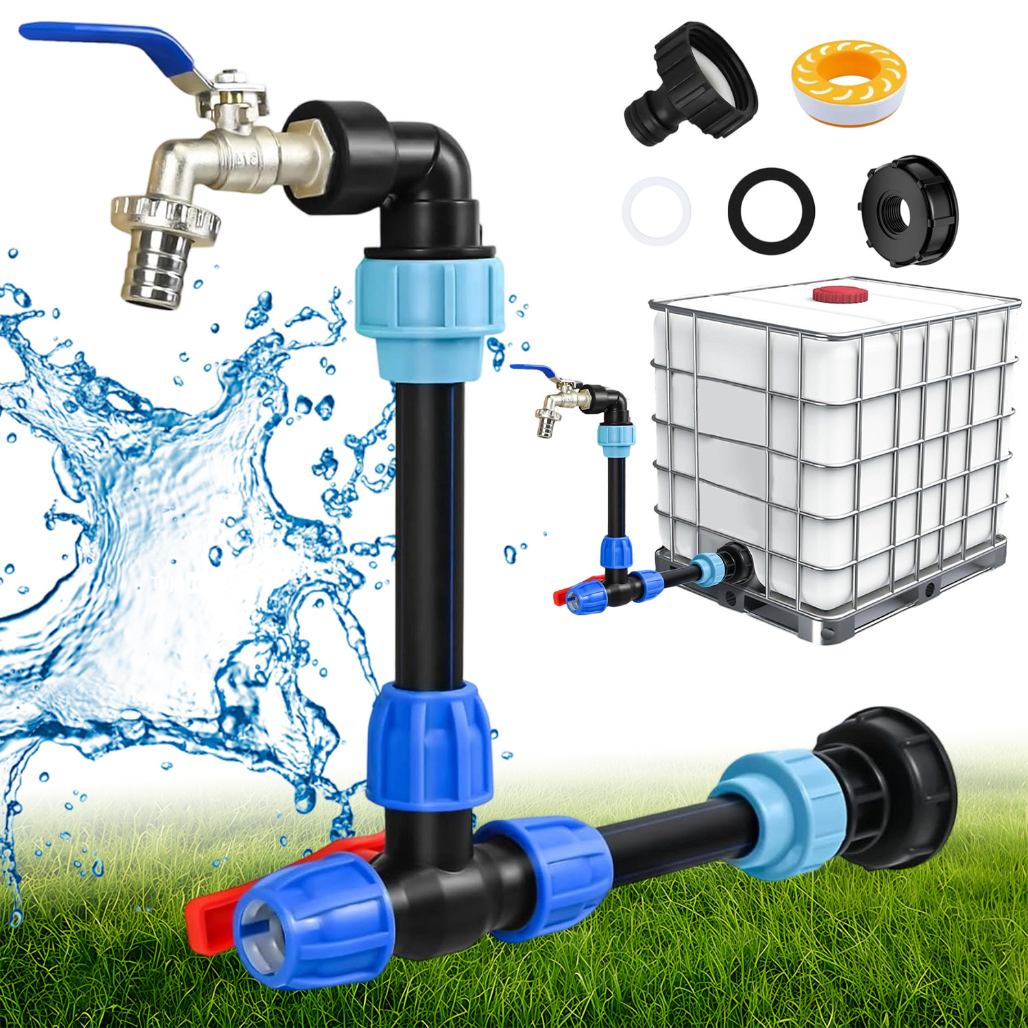 Ibc Water Tank Adapter Kit, With Heightening Design And 3/4 Inch Outlet, Is Suitable For Tanks And Rain Buckets, And Supports Quick Connection Of Containers Or Garden Water Pipes