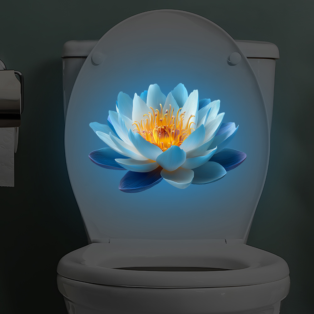 TEMU . – Leuchtend dekorativer Aufkleber für Lotus-Toilettendeckel, abziehbarer selbstklebender Wandaufkleber, kreativer Aufkleber zur Verschönerung
