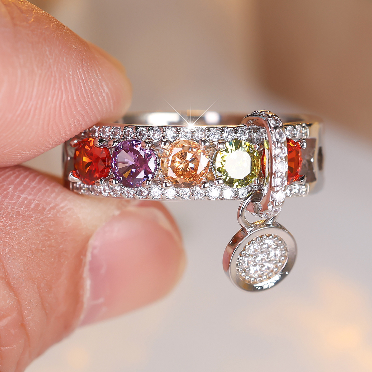 Teenager's Elegant Round Synthetic Zirconia Ring