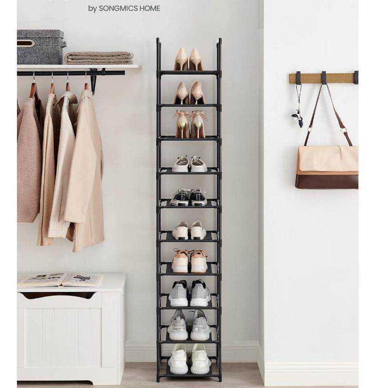 

Space-saving 10-tier Shoe Rack - Metal Frame & Non-woven Fabric Organizer, Entryway, Bedroom, Closet - Ideal Christmas Gift