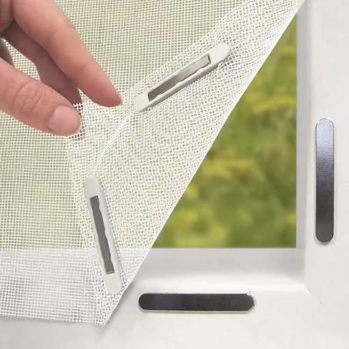 1 set wit magnetisch raamscherm, vergroot & geüpgraded 6-delige set - boren , nieuwste model 2026, verstelbaar gaas voor insectenbescherming, hoogwaardige ademende stof, eenvoudige installatie op metalen kozijnen, raamscherm zonder boren, praktische huisdecoratie, raamscherm