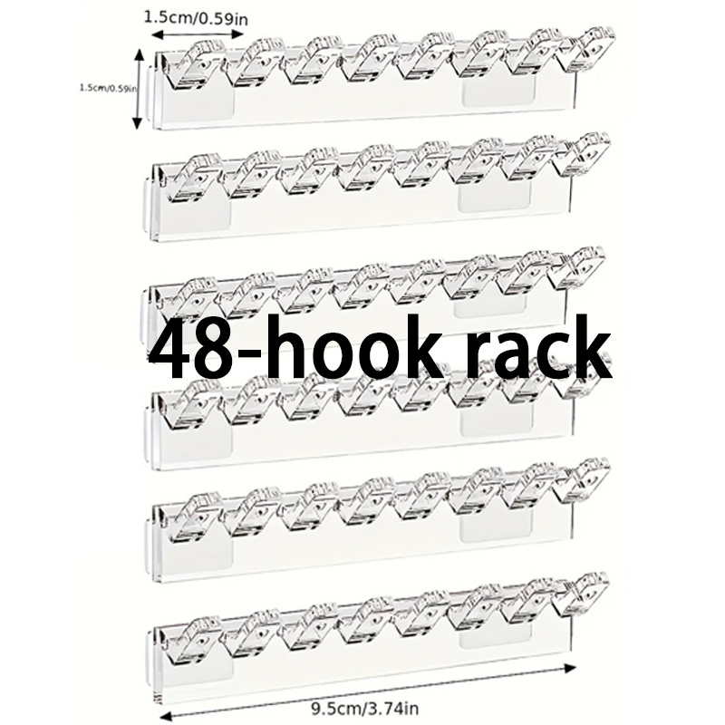 E-shop 48-Haken Transparenter Schmuck Organizer zur Wandmontage aus Acryl - Mit Loch-Haken-Design für die multifunktionale Aufbewahrung von Halsketten,